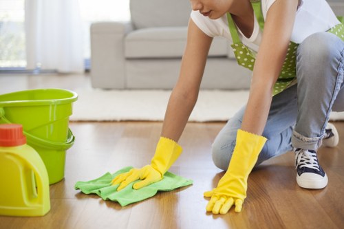 Close-up of stain removal from a fabric sofa in Roehampton